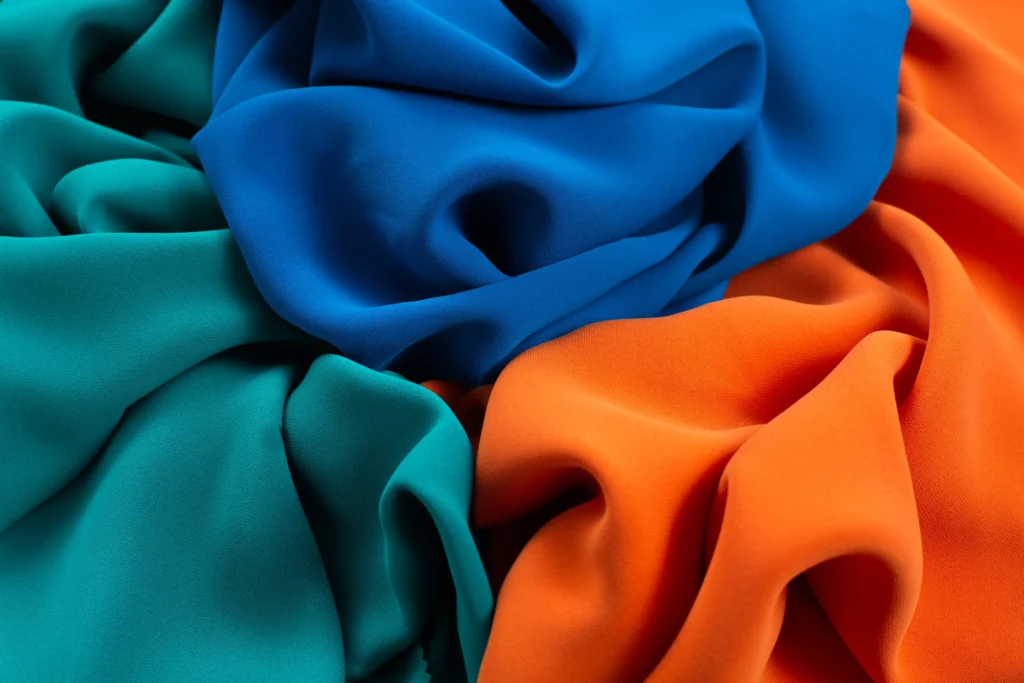 multi-colors of very vibrant crepe fabrics - rochaan fabrics