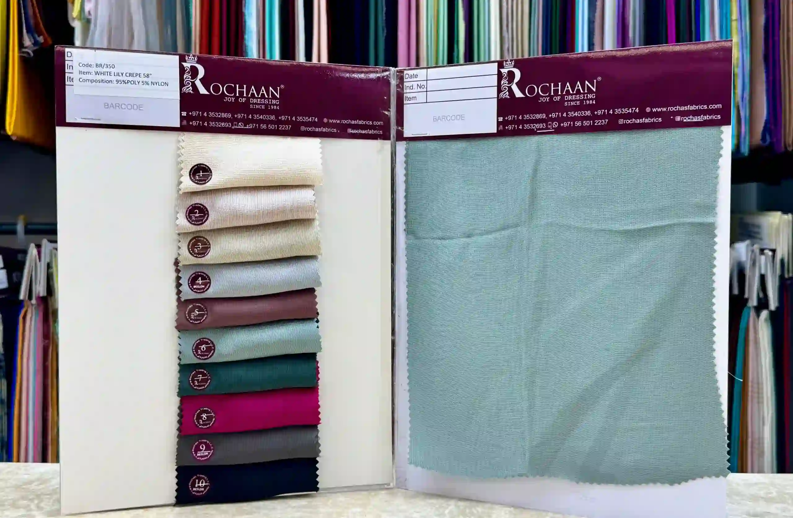 A preview of fabrics sample set booklet - rochaan fabrics